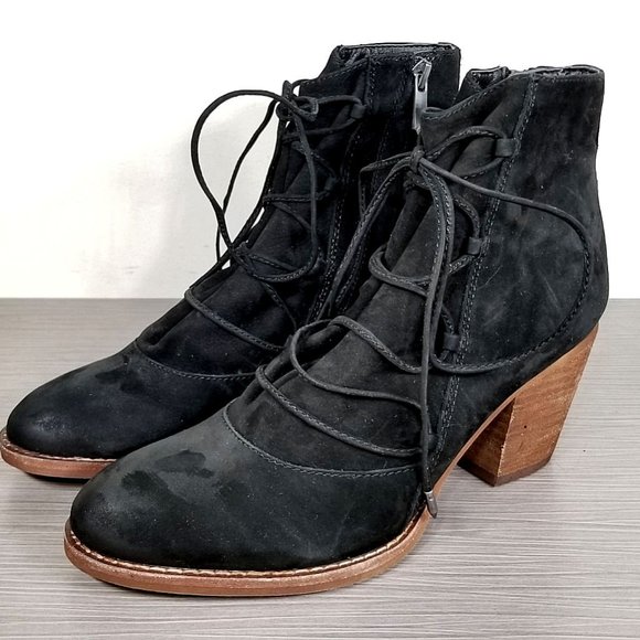 Sam Edelman Millard Lace-Up Bootie, Black Leather, Womens Size 7 M / 37 - Picture 3 of 10